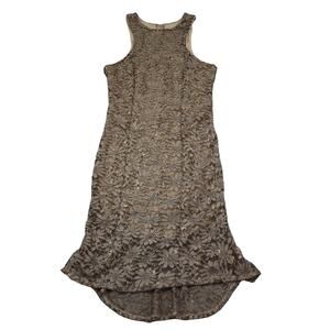 Coco Avante Dress Womens L Beige Sleeveless Lace Crew Neck Zipper Cocktail